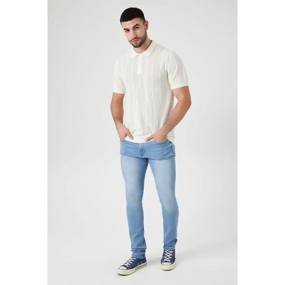 NWT FOREVER 21 Knit Stretch-Denim Skinny Jeans Size 33 Color Light Denim - Picture 5 of 10